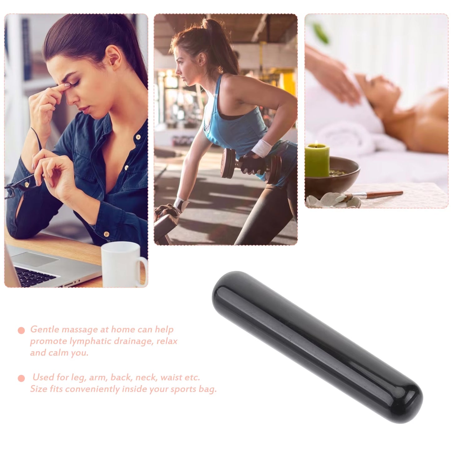 Black Acupuncture Stick Massage Tool Massaging Horn Trigger Point Massager Foot Massager Obsidian Therapy Treatment Stick Muscle